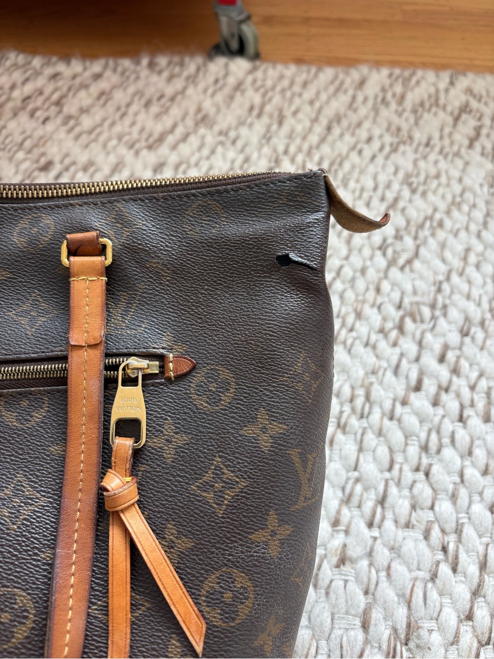 Louis Vuitton Brown Monogram Canvas Tote with Tan Leather Trim - Picture 8 of 14